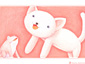 ピンクのネコ絵本壁紙